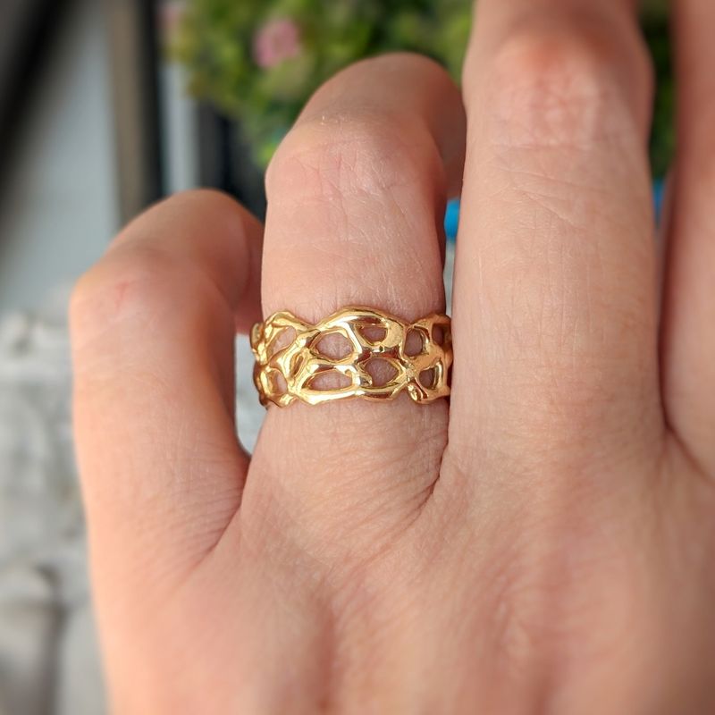 Molten Silver Honeycomb ring