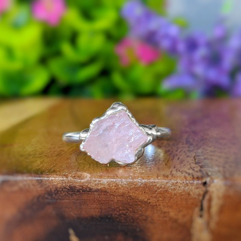 Bague Morganite brute en Argent Sterling
