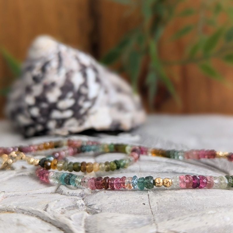 Multi Tourmaline bead necklace