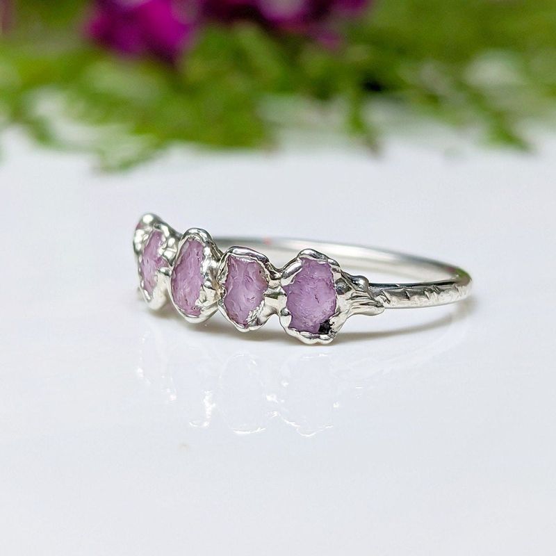 Raw pink Sapphire Eternity ring