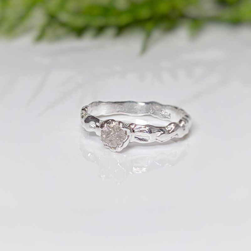 Rough diamond engagement ring