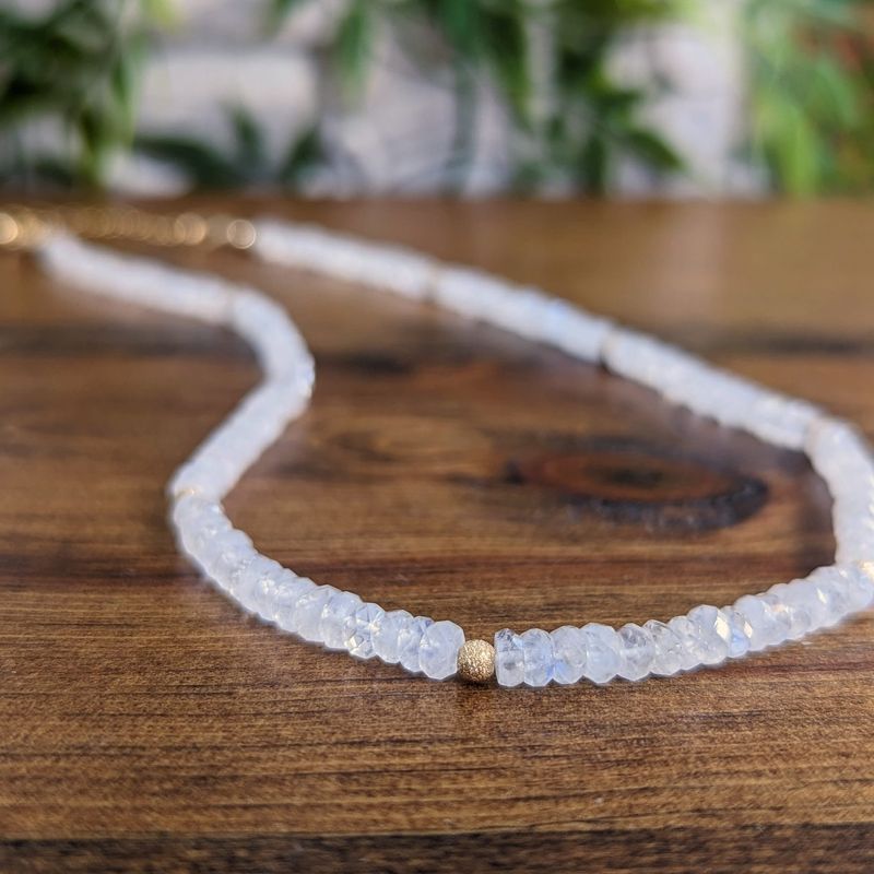 Rainbow Moonstone faceted beaded necklace