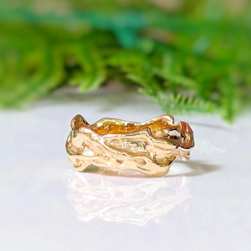 Textured Molten Gold wedding ring