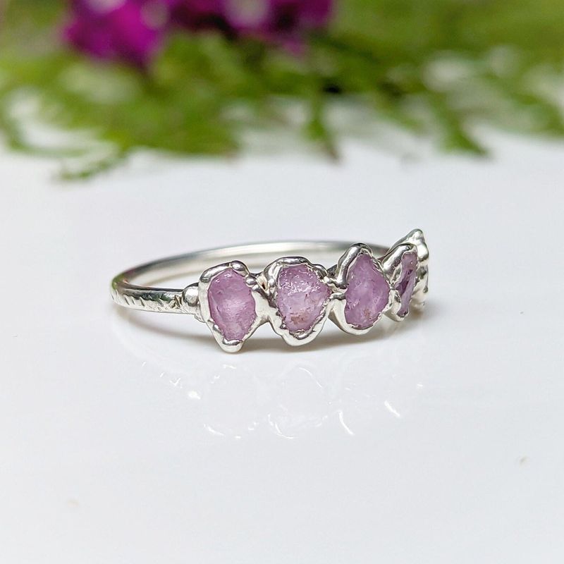Raw pink Sapphire Eternity ring