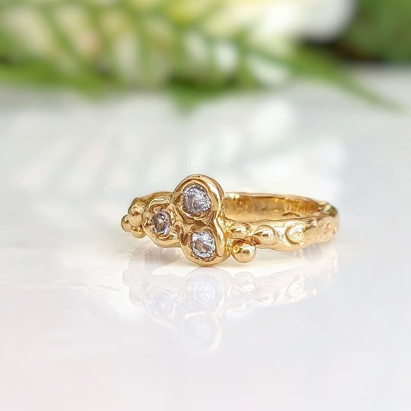 Cubic Zirconia cluster ring in Solid 14k Gold