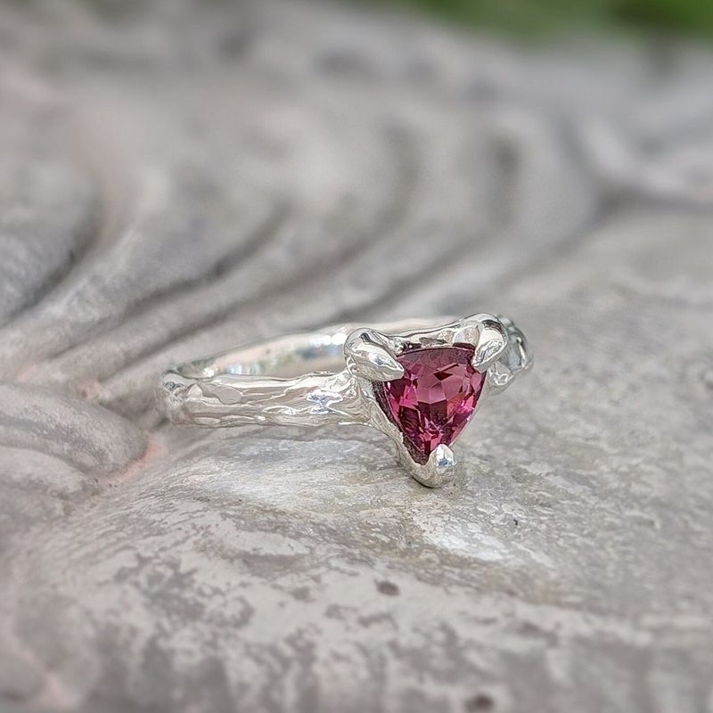 Rubellite Tourmaline engagement ring in Solid 14k  Gold