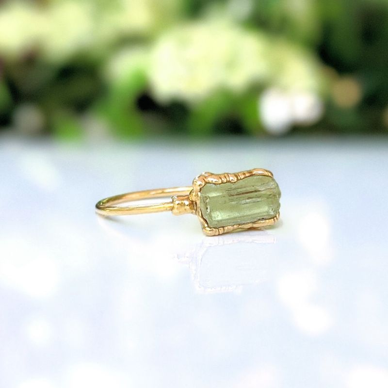 Bague Apatite Jaune Brute