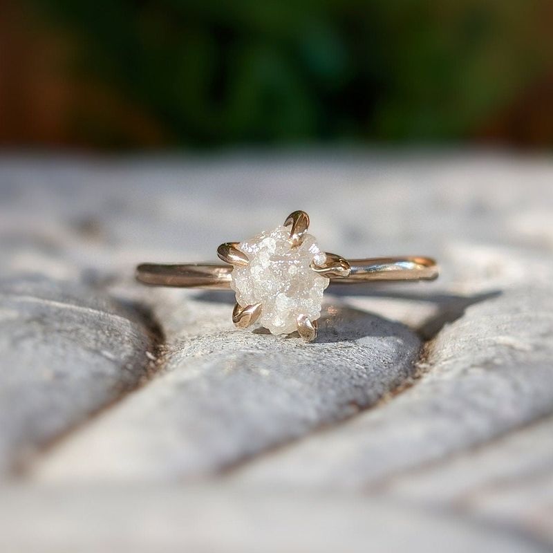 Raw diamond engagement ring