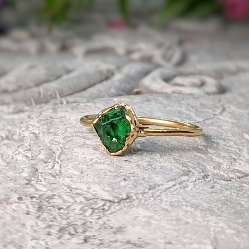 Raw green Garnet ring