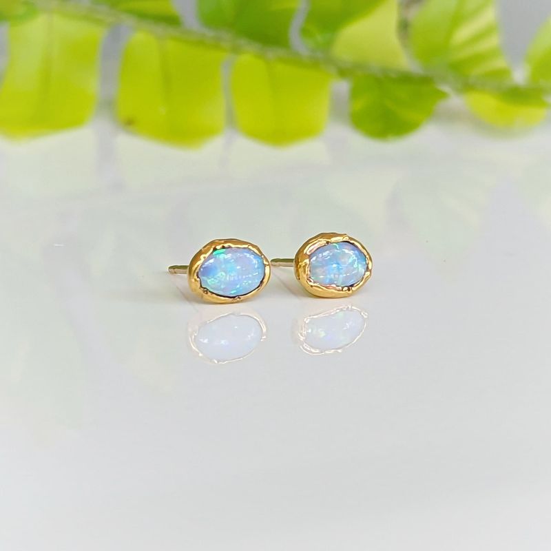 Light Blue Australian Opal stud earrings