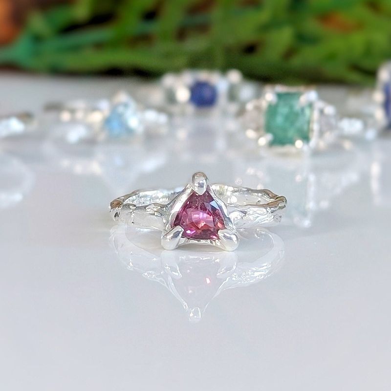 Rubellite Tourmaline engagement ring in Solid 14k  Gold