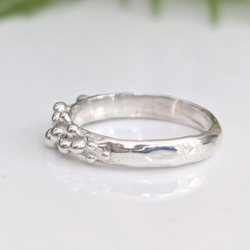 Dew Drop beaded textured Silver ring