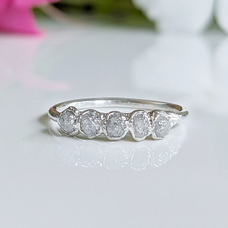 Raw diamond wedding band in Silver