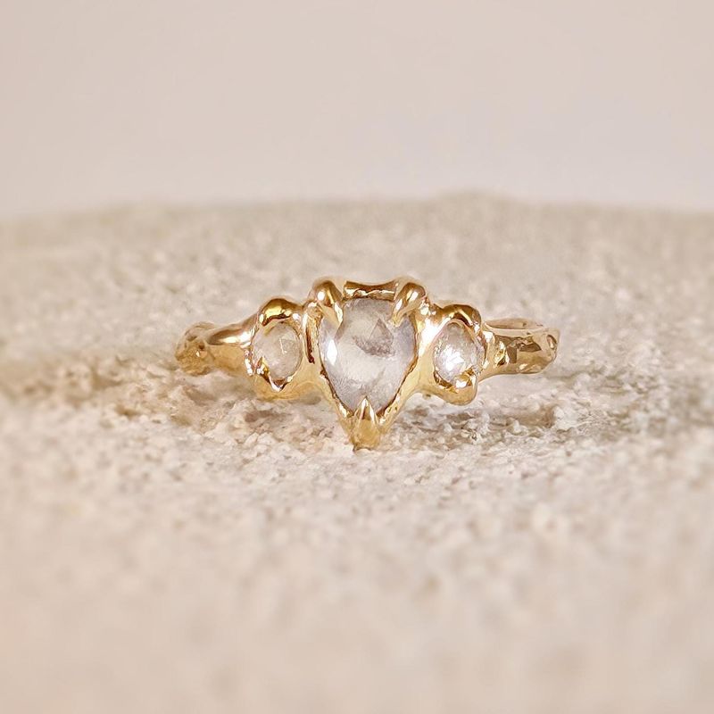 Rustic Solid Gold diamond engagement ring