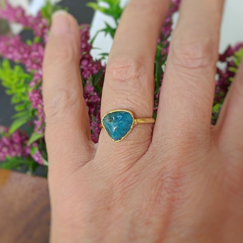 Bague Apatite bleue naturelle