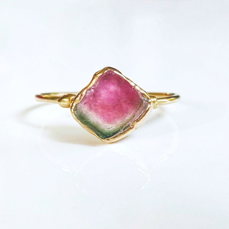 Raw Watermelon Tourmaline ring