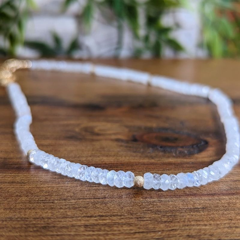 Rainbow Moonstone faceted beaded necklace