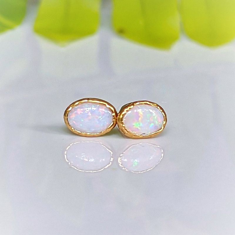 White Australian Opal stud earrings