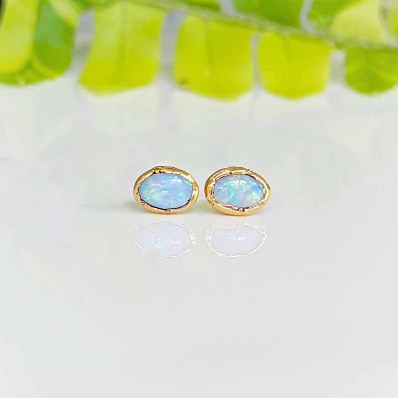 Light Blue Australian Opal stud earrings