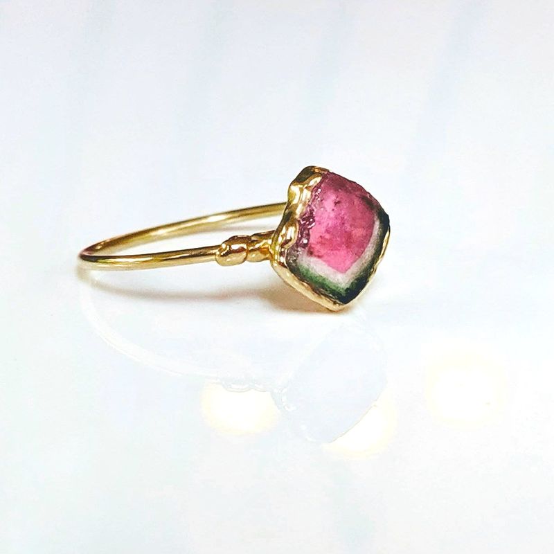 Raw Watermelon Tourmaline ring