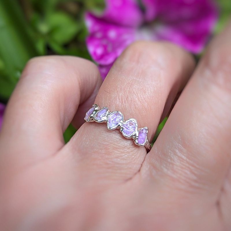 Raw pink Sapphire Eternity ring