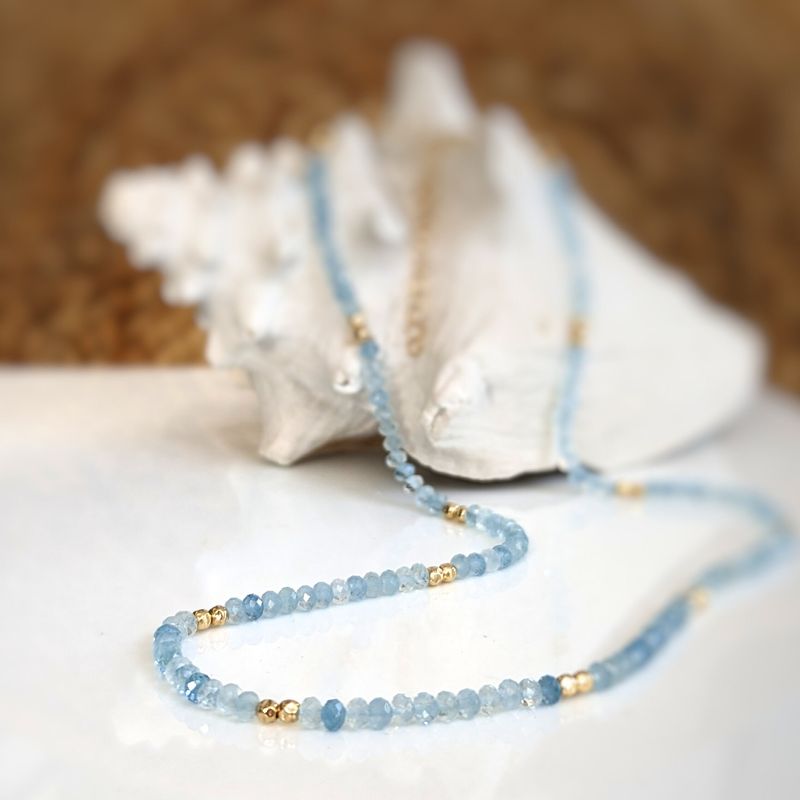 Aquamarine bead necklace