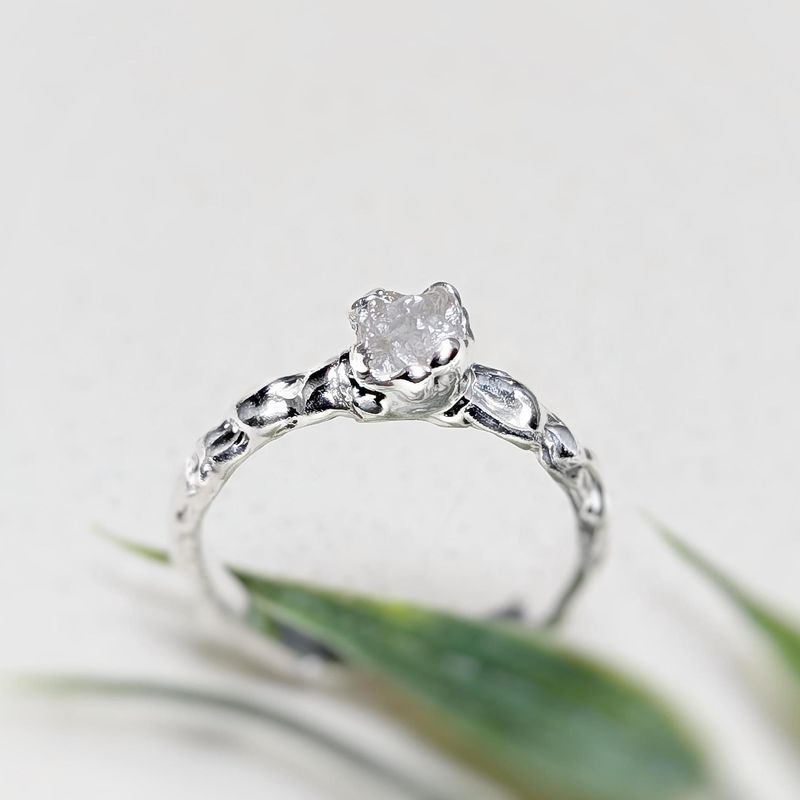 Rough diamond engagement ring