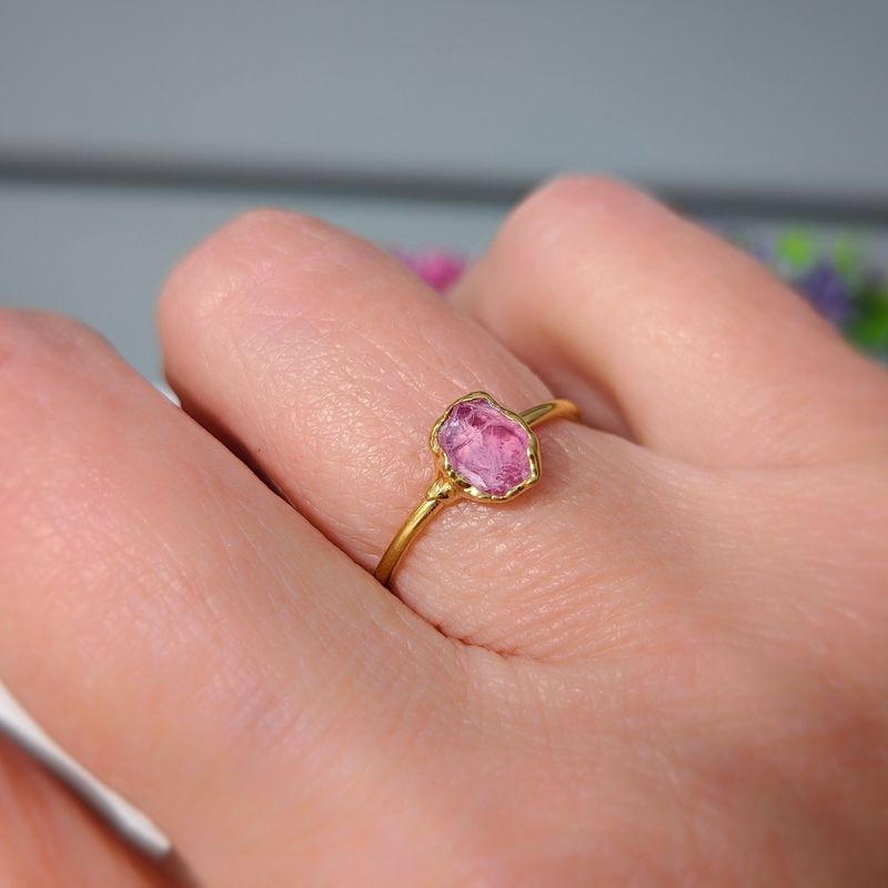 Raw Pink Spinel ring