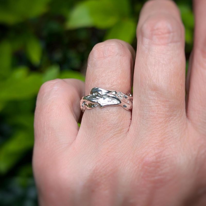 Sterling Silver Molten Textured ring
