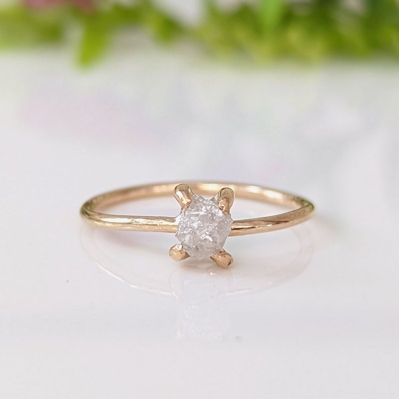 Bague griffe diamant brut argent
