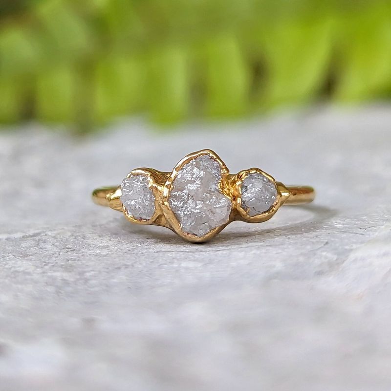 Raw multi Diamond Engagement Ring