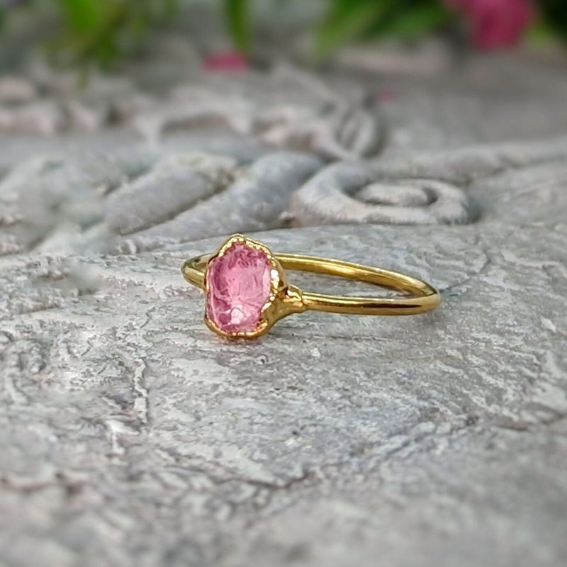 Raw Pink Spinel ring