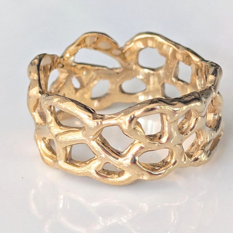 Molten Silver Honeycomb ring