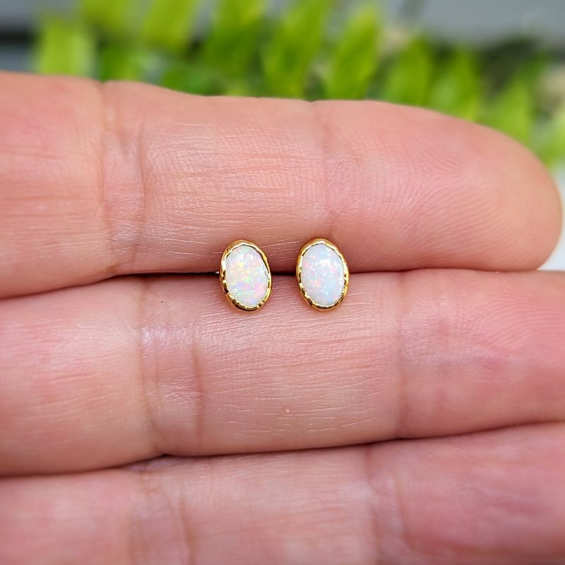 White Australian Opal stud earrings
