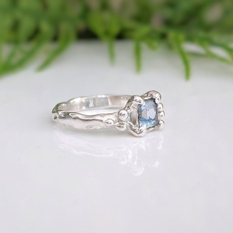 Blue Topaz engagement ring in Solid Sterling Silver