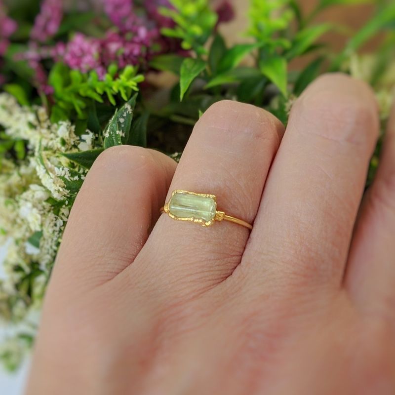 Bague Apatite Jaune Brute
