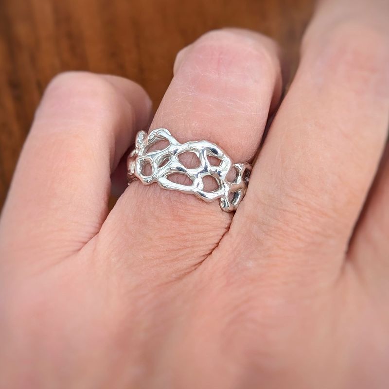 Molten Silver Honeycomb ring
