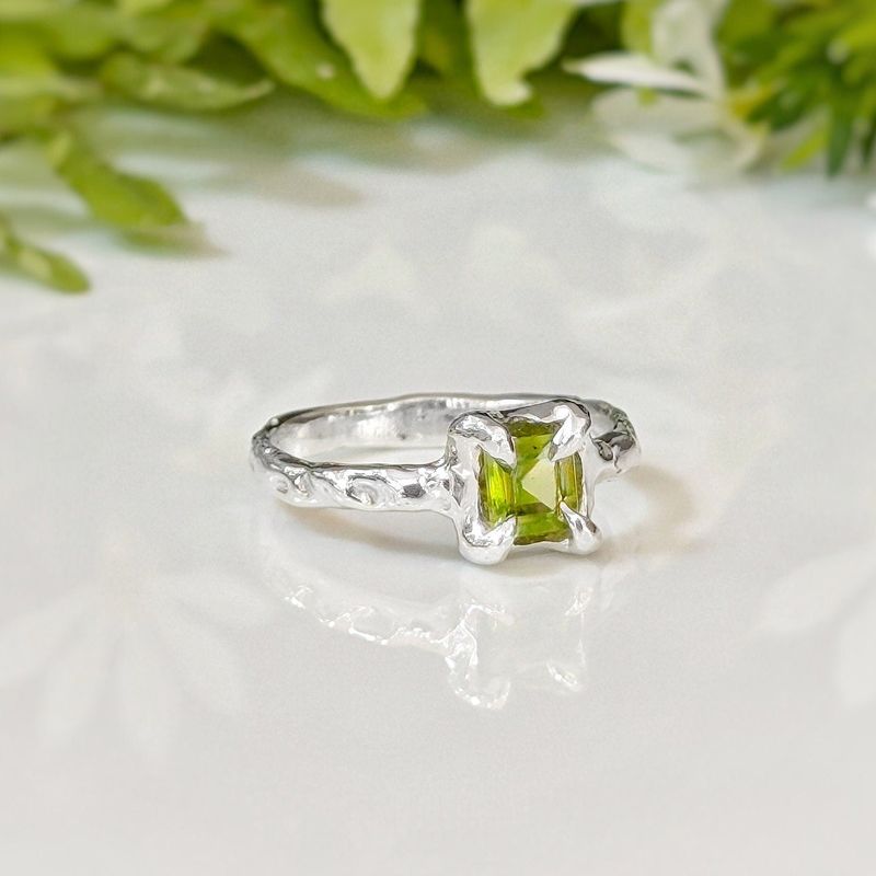 Solid Silver Peridot ring