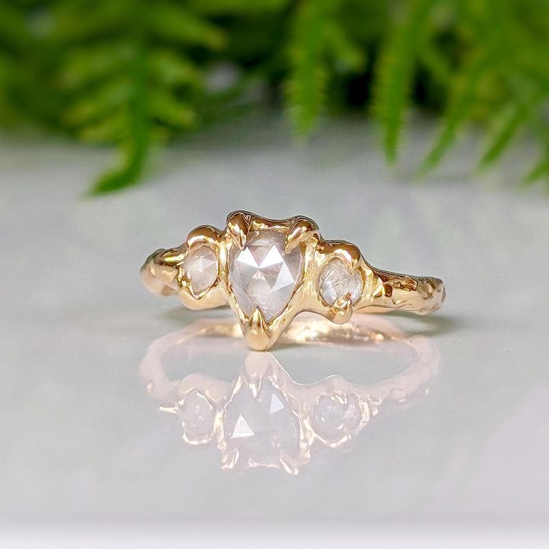Rustic Sterling Silver diamond engagement ring
