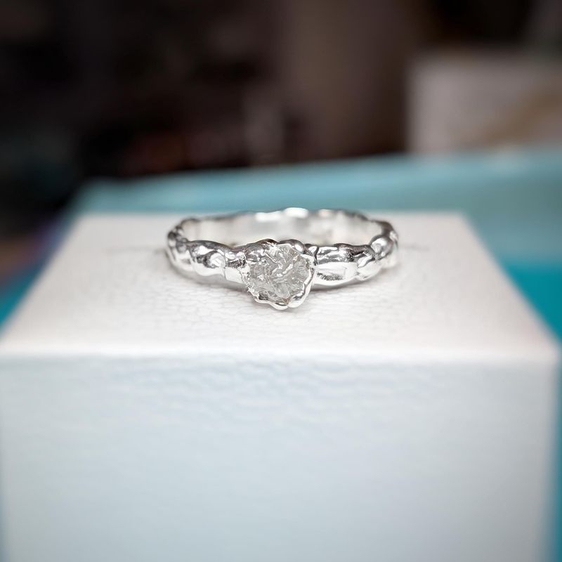 Rough diamond engagement ring