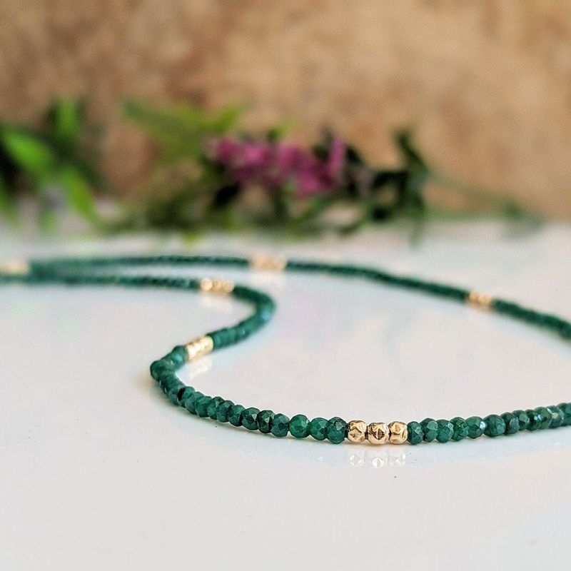 Emerald bead necklace