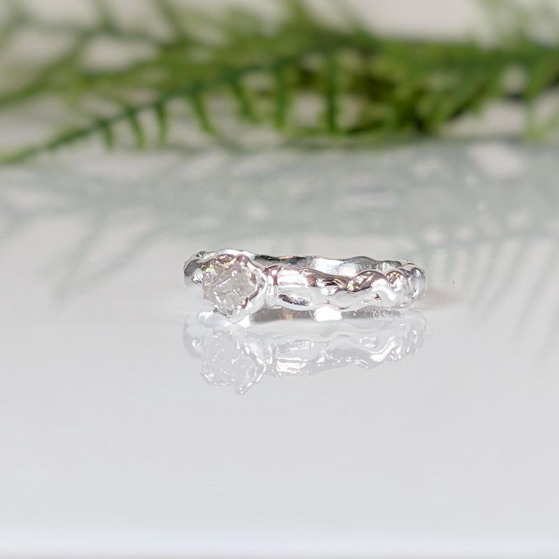 Rough diamond engagement ring