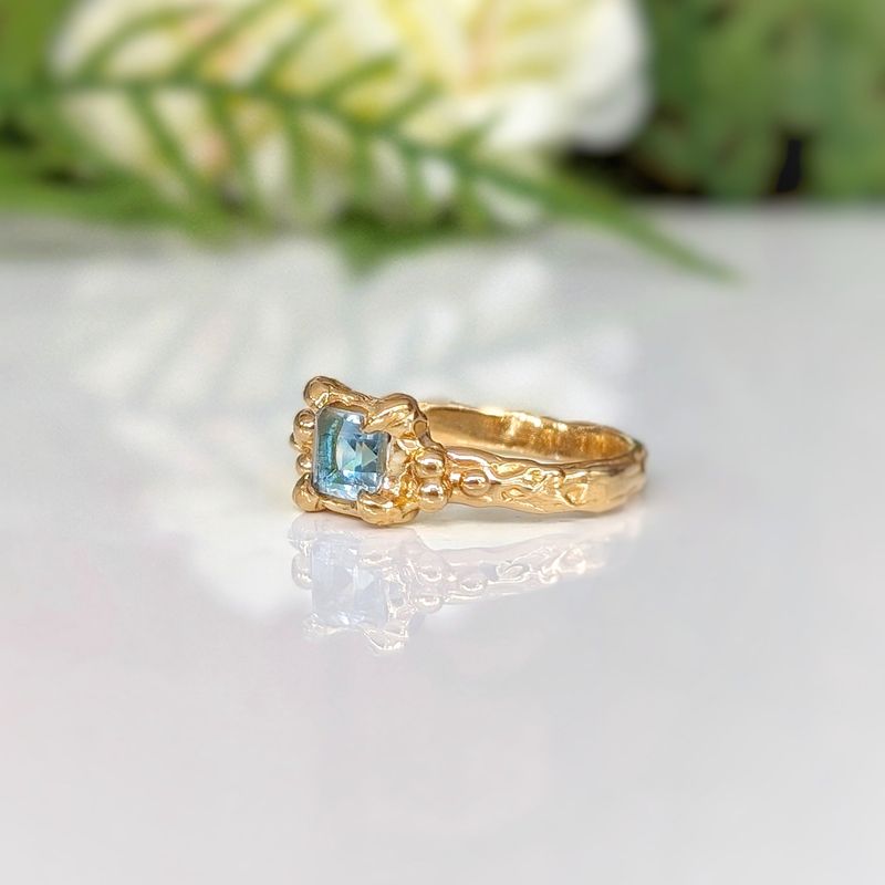 Blue Topaz engagement ring in Solid Sterling Silver