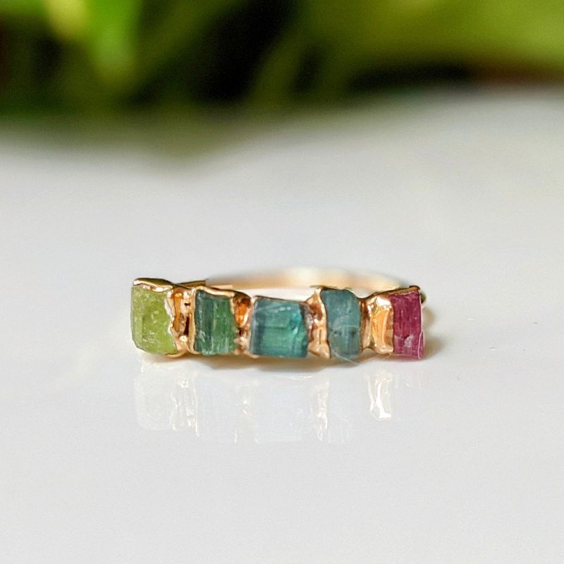 Bague brute multi-Tourmaline