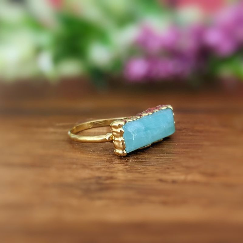 Bague barre Amazonite Or