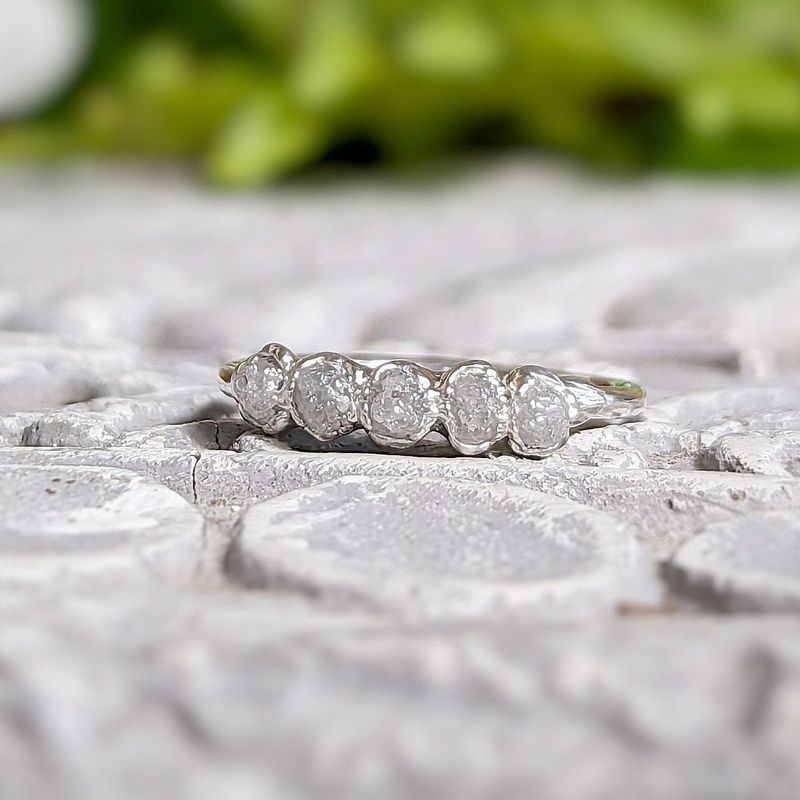 Raw diamond wedding band in Silver