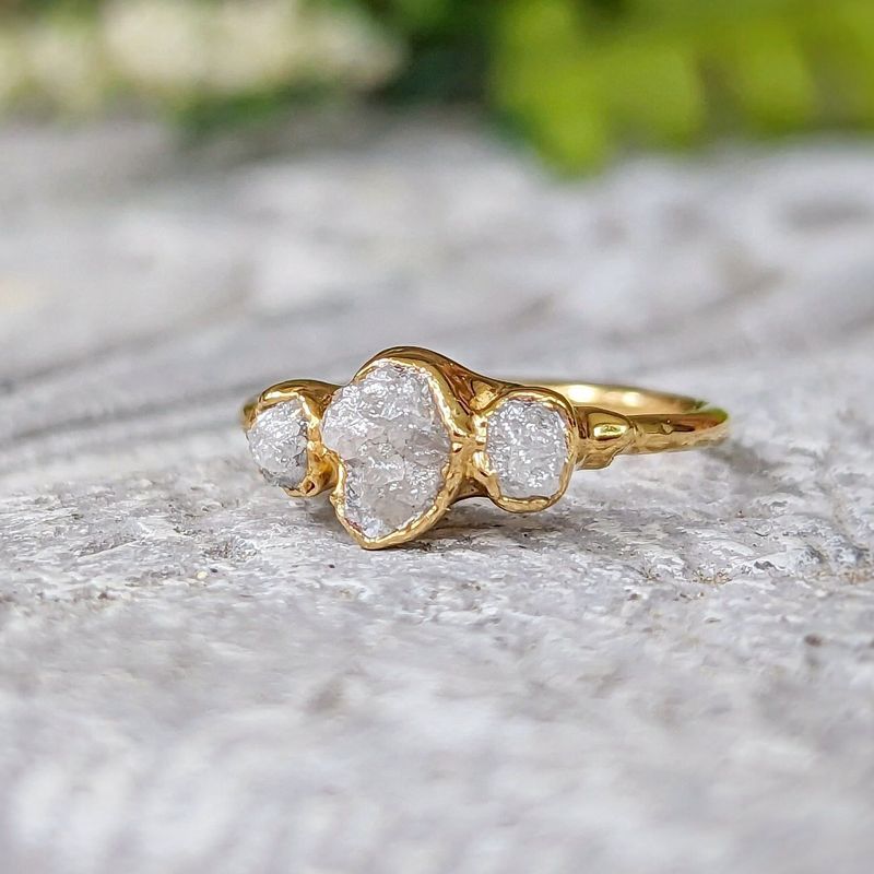 Raw multi Diamond Engagement Ring