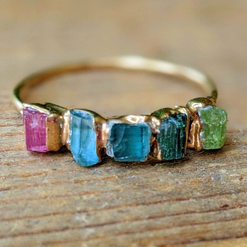 Bague brute multi-Tourmaline