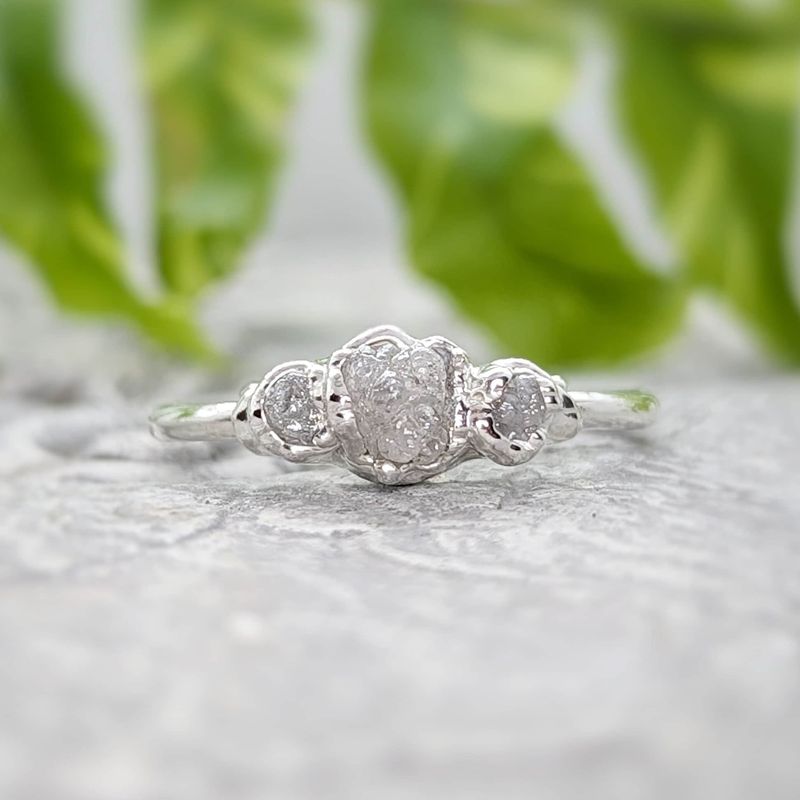 Raw multi Diamond Engagement Ring