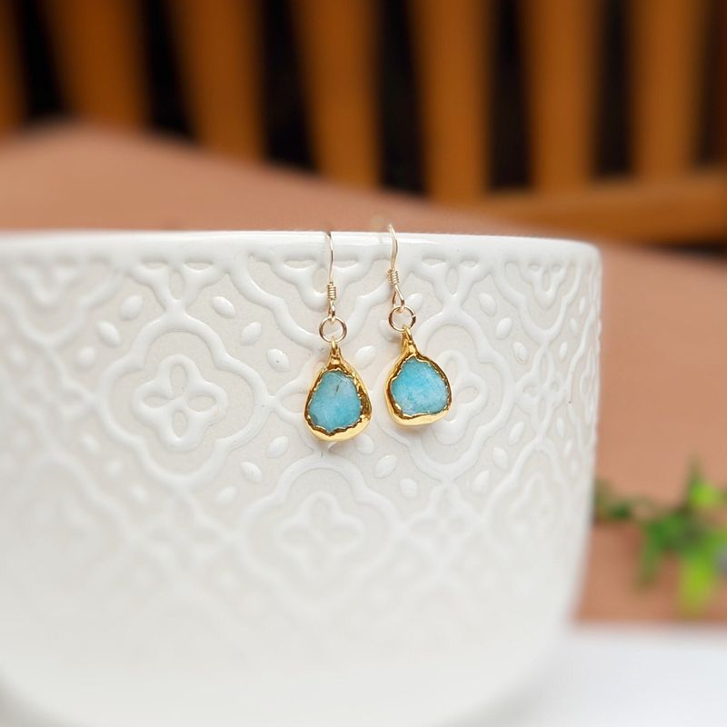 Aqua Blue Amazonite drop earrings